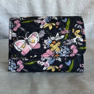 Vera Bradley RFID Riley Compact Wallet | Bloom Boom Navy Floral | EUC